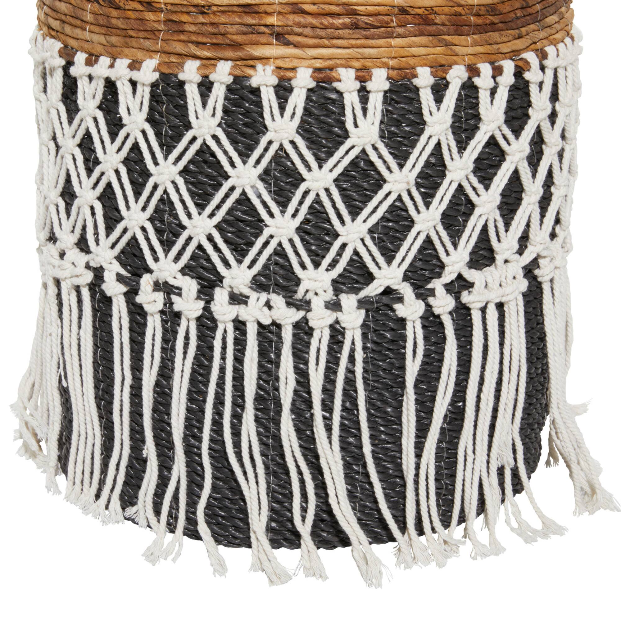 Black Banana Leaf Bohemian Storage Basket Set
